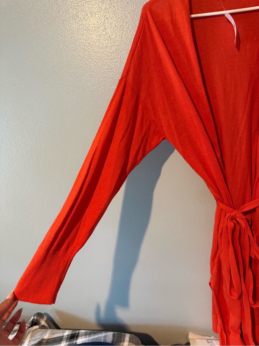LOFT Orange Open-Front Long Cardigan - Picture 4 of 7
